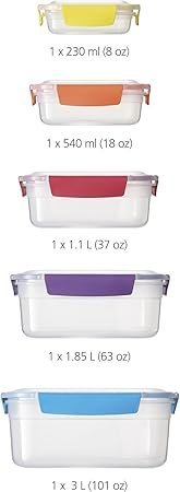 Joseph Joseph Nest Lock Plastic BPA Free Food Storage Container Set