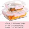 C CREST 10 Pack Glass Meal Prep Containers Food Storage Containers
