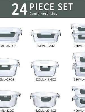 M MCIRCO 24Piece Glass Food Storage Containers